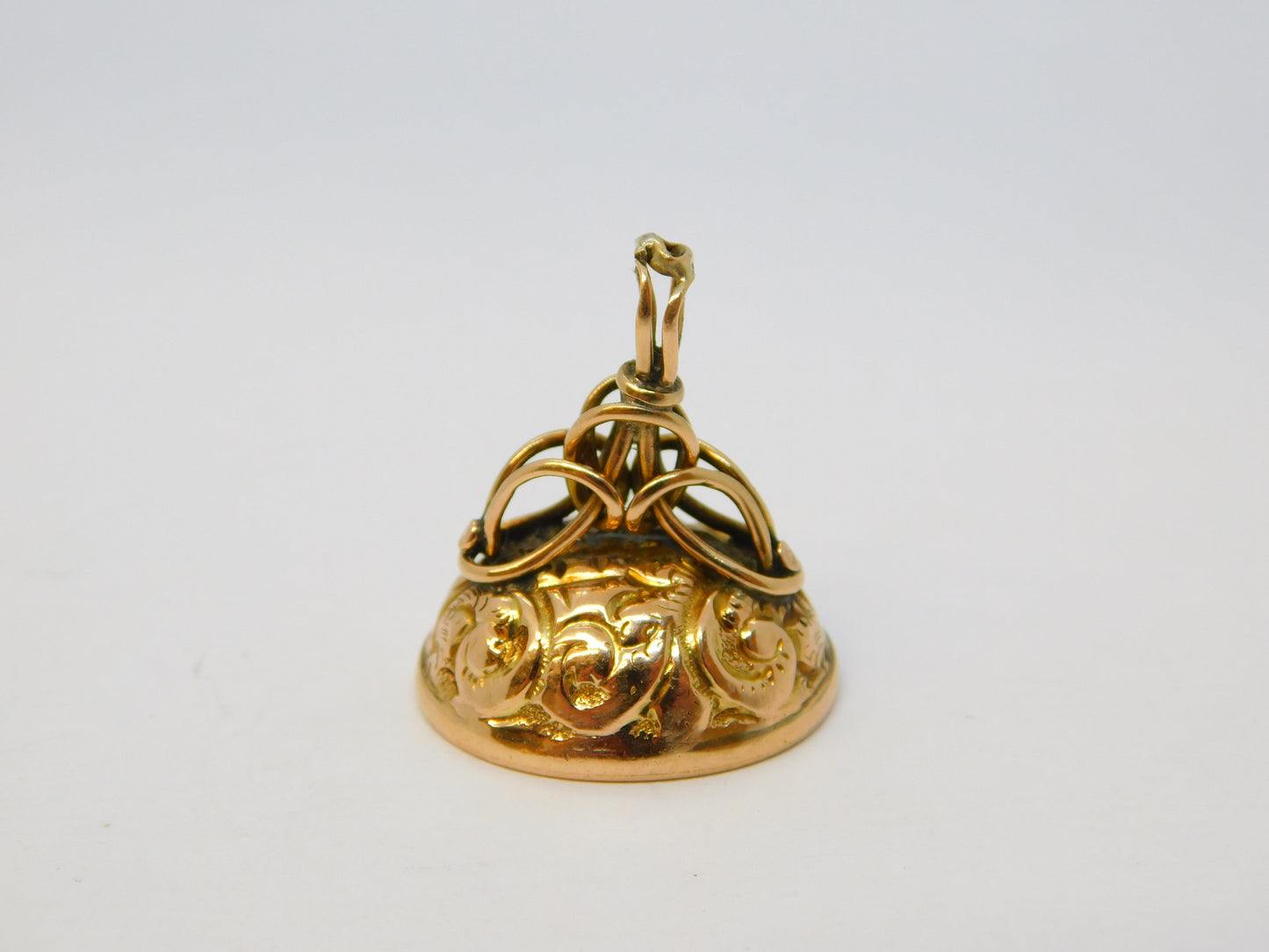 9ct Yellow Gold Floral Pattern Blank Fob Seal Vintage 1963 London