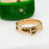 Victorian 9ct Gold Buckle Form Mourning Ring Antique c1880 Chester AF