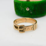 Victorian 9ct Gold Buckle Form Mourning Ring Antique c1880 Chester AF