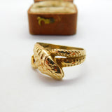 Large 9ct Yellow Gold Twisted Snake or Serpent Statement Ring c1980 Birmingham