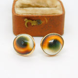 Pair of 10ct Yellow Gold Shell Set Stud Earrings Vintage c1970