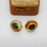 Pair of 10ct Yellow Gold Shell Set Stud Earrings Vintage c1970