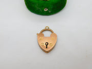 Edwardian 9ct Rose Gold Heart Lock Bracelet Clasp Antique c1910
