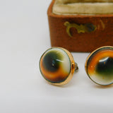 Pair of 10ct Yellow Gold Shell Set Stud Earrings Vintage c1970