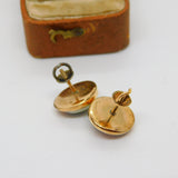 Pair of 10ct Yellow Gold Shell Set Stud Earrings Vintage c1970