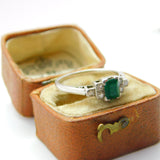 Platinum, Baguette Cut Emerald & Diamond Set Dress Ring c1920 Antique Deco
