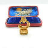 9ct Yellow Gold & Onyx Set Fish Or Dolphin Fob Seal Pendant Vintage 1975 London