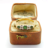 18ct Yellow Gold, Emerald & Diamond Set Boat Ring Vintage c1970 London