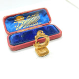 9ct Yellow Gold & Onyx Set Fish Or Dolphin Fob Seal Pendant Vintage 1975 London