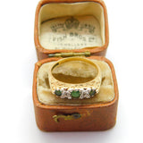 18ct Yellow Gold, Emerald & Diamond Set Boat Ring Vintage c1970 London