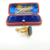 9ct Yellow Gold & Onyx Set Fish Or Dolphin Fob Seal Pendant Vintage 1975 London
