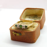 18ct Yellow Gold, Emerald & Diamond Set Boat Ring Vintage c1970 London