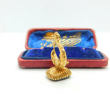 9ct Yellow Gold & Onyx Set Fish Or Dolphin Fob Seal Pendant Vintage 1975 London