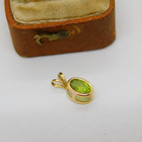 10ct Yellow Gold Peridot Set Drop Pendant Vintage c1990