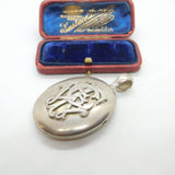 Victorian Sterling Silver & Cryptic Monogram Large Locket Pendant Antique c1860