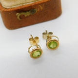 Pair of 10ct Yellow Gold Peridot Set Stud Earrings Vintage c1990