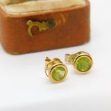 Pair of 10ct Yellow Gold Peridot Set Stud Earrings Vintage c1990