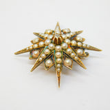 Victorian 15ct Gold, Seed Pearl & Diamond Starburst Pendant Antique c1880