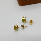 Pair of 10ct Yellow Gold Peridot Set Stud Earrings Vintage c1990