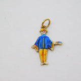 Edwardian 9ct Gold & Colourful Enamel Town Crier Charm Pendant Antique c1910
