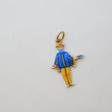Edwardian 9ct Gold & Colourful Enamel Town Crier Charm Pendant Antique c1910