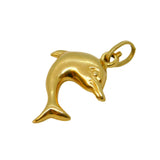 18ct Yellow Gold Leaping Dolphin Charm Pendant Vintage c1970