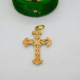 Victorian 9ct Yellow Gold Floral Pattern Cross Crucifix Pendant Antique c1880