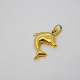 18ct Yellow Gold Leaping Dolphin Charm Pendant Vintage c1970