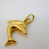 18ct Yellow Gold Leaping Dolphin Charm Pendant Vintage c1970