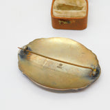 Large Sterling Silver Guilloche Enamel Coastal View Brooch c1920 Antique Deco