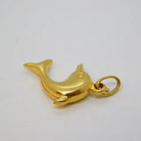 18ct Yellow Gold Leaping Dolphin Charm Pendant Vintage c1970