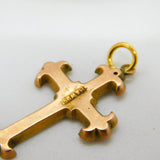 Victorian 9ct Yellow Gold Floral Pattern Cross Crucifix Pendant Antique c1880