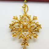 Victorian 15ct Yellow Gold Seed Pearl Set Floral Lavalier Drop Pendant c1890