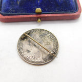 Victorian Sterling Silver CR Monogram Florin Coin Love Token Brooch c1860