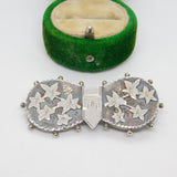 Victorian Sterling Silver Ivy Leaf & Buckle Sweetheart Brooch Antique 1884