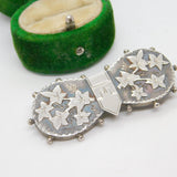 Victorian Sterling Silver Ivy Leaf & Buckle Sweetheart Brooch Antique 1884