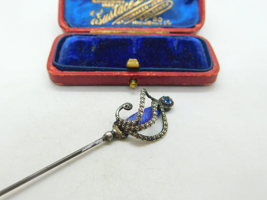 Edwardian Charles Horner Sword Form Sterling Silver & Enamel Hat Pin 1907 Antique Chester