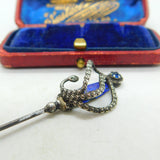 Edwardian Charles Horner Sword Form Sterling Silver & Enamel Hat Pin 1907 Antique Chester