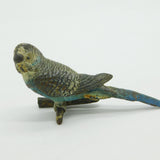 Victorian Cold Painted Vienna Bronze Blue Budgerigar Figure Antique c1860