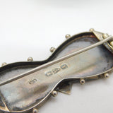 Victorian Sterling Silver Ivy Leaf & Buckle Sweetheart Brooch Antique 1884