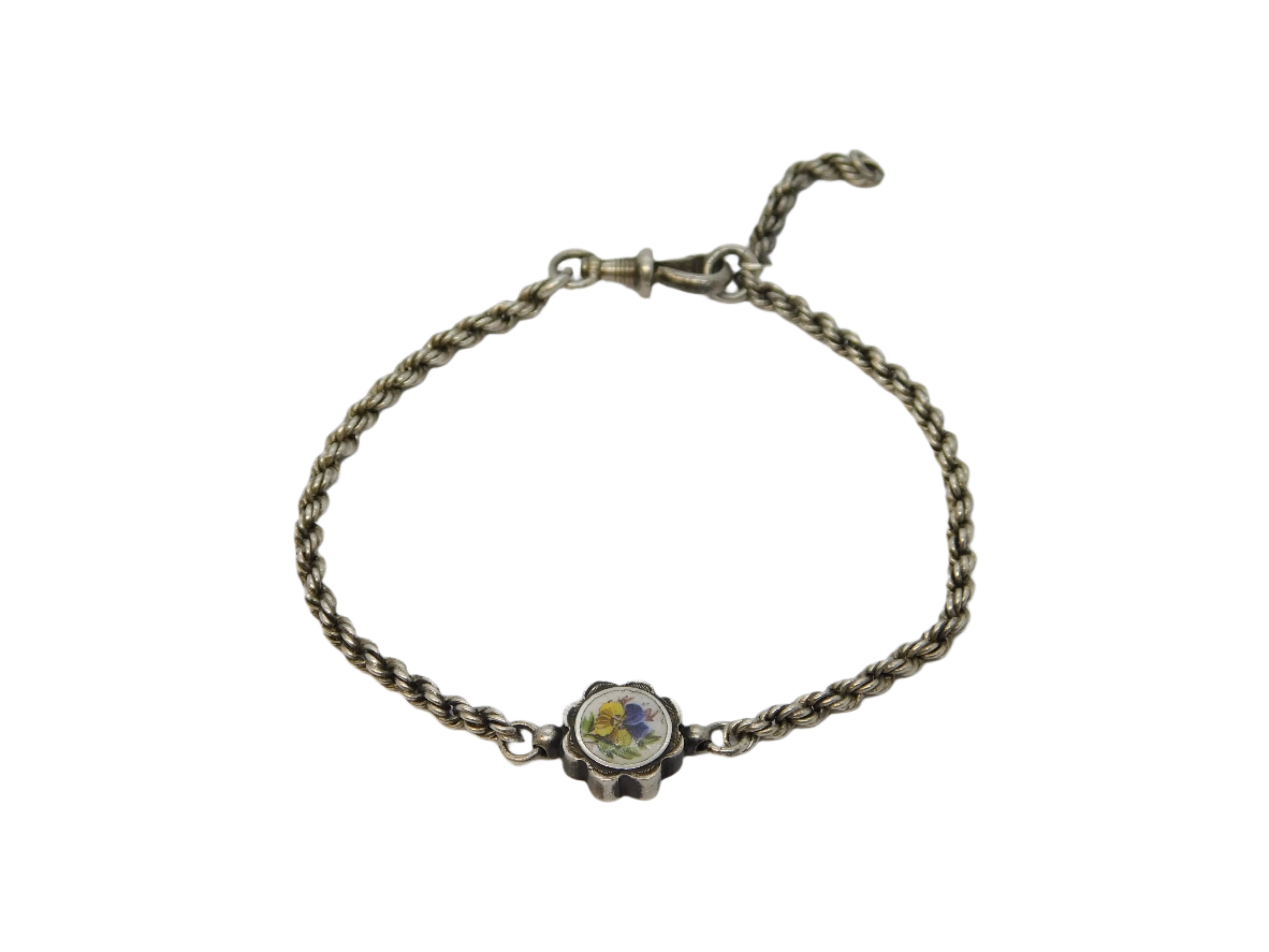 silver enamel edwardian bracelet antique