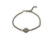 Victorian Sterling Silver & Floral Enamel Sweetheart Bracelet Antique c1890
