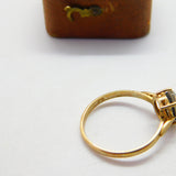 9ct Yellow Gold & Cabochon Doublet Opal Band Ring Vintage c1970 Size N1/2 UK