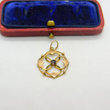 Edwardian 9ct Yellow Gold Floral Form Garnet Drop Pendant Antique c1910