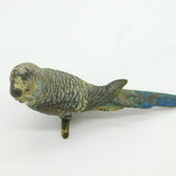 Victorian Cold Painted Vienna Bronze Blue Budgerigar Figure Antique c1860