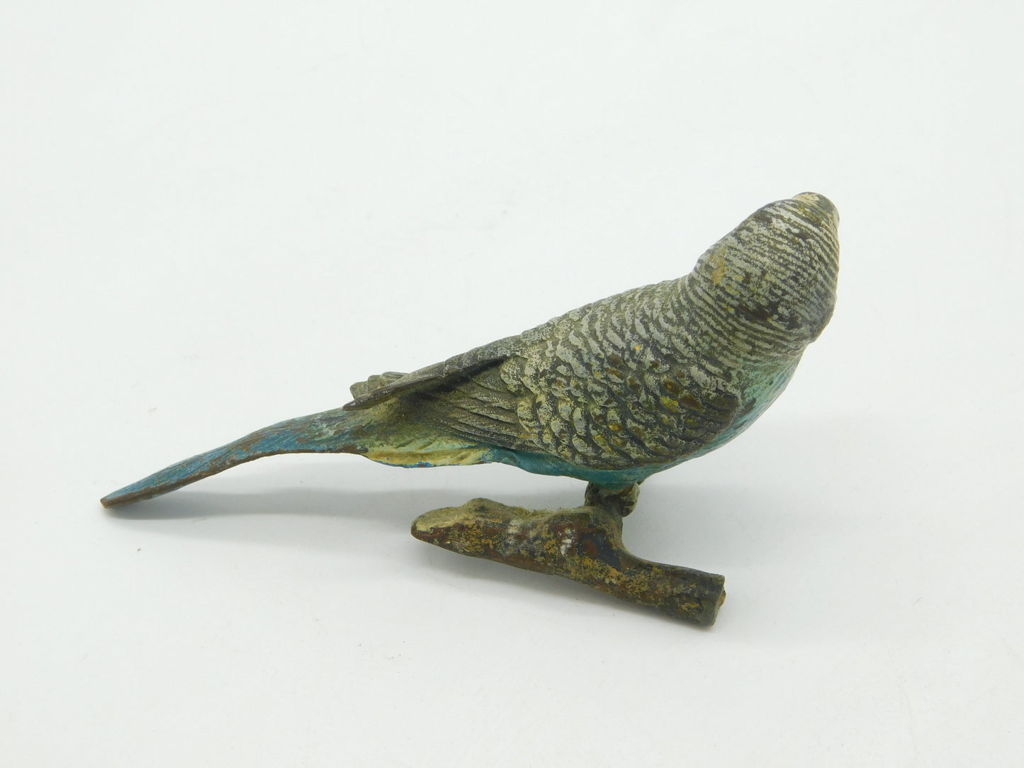 Victorian Cold Painted Vienna Bronze Blue Budgerigar Figure Antique c1860