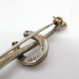 Victorian Sterling Silver & 9ct Gold Hunting Horn Horseshoe Stock Pin Antique 1893
