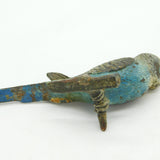 Victorian Cold Painted Vienna Bronze Blue Budgerigar Figure Antique c1860