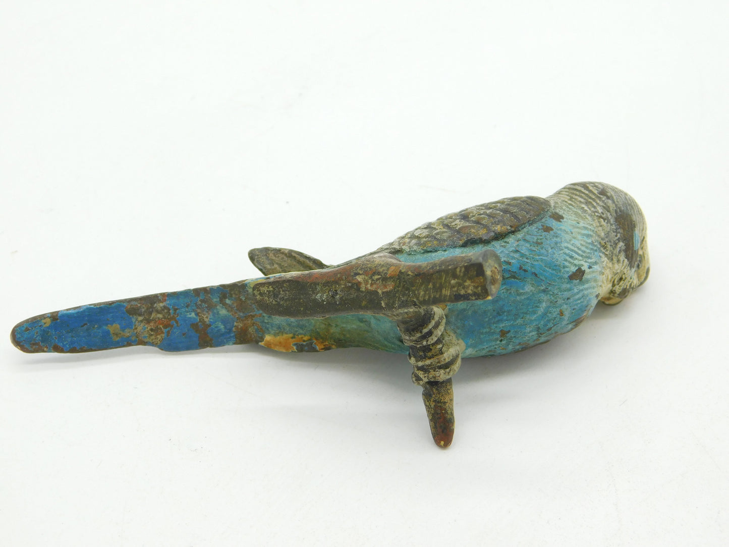 Victorian Cold Painted Vienna Bronze Blue Budgerigar Figure Antique c1860