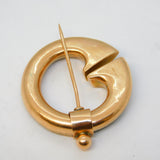 Victorian 9ct Gold & Connemara Marble Penannular Celtic Shamrock Brooch Antique